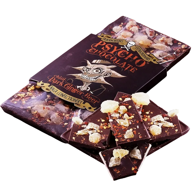 Psycho Chocolate chilli dark ginger beer bar with Naga Jolokia